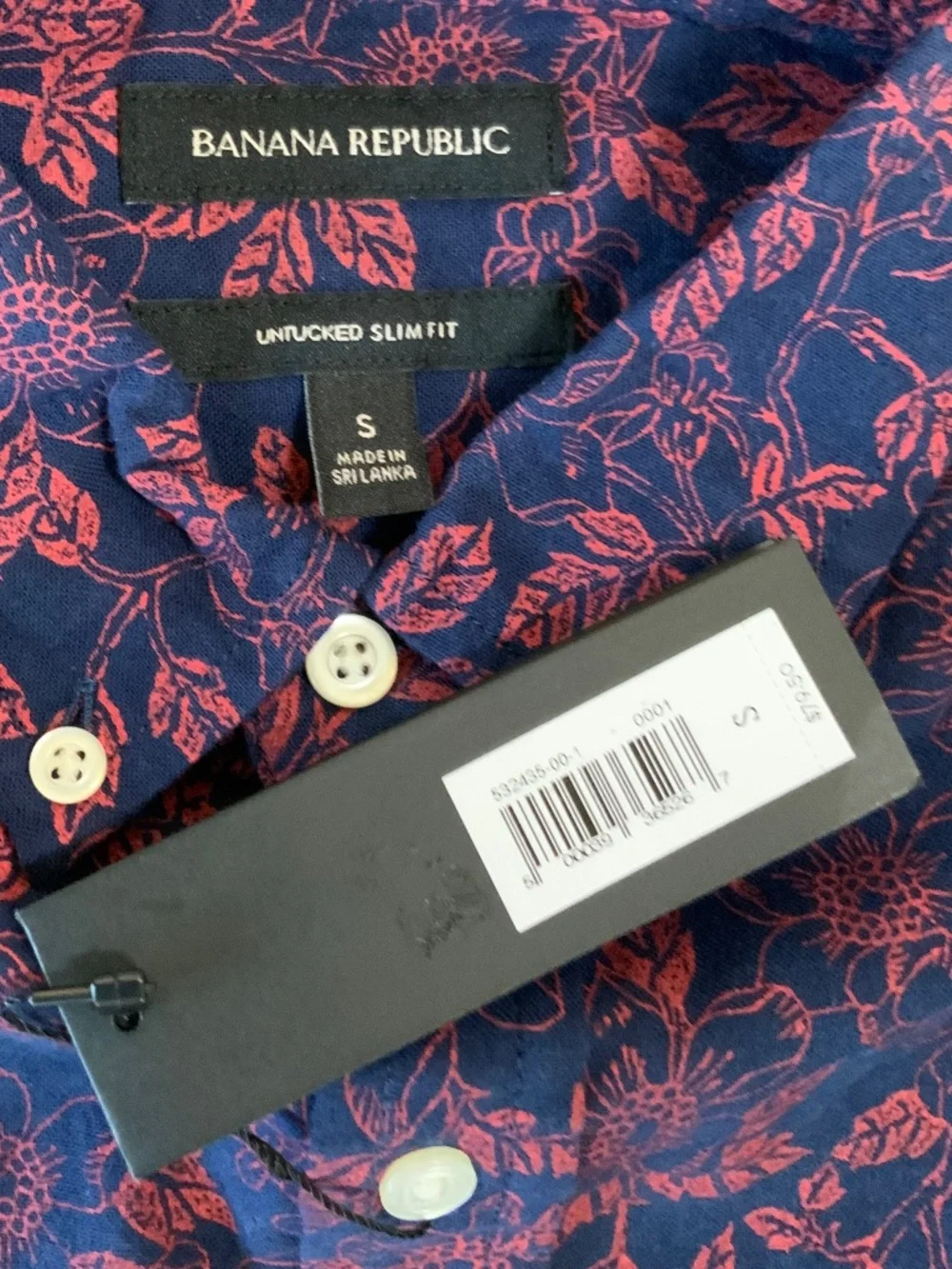Banana Republic Untucked Slim Fit Double Weave Floral Button Down Oxford Shirt